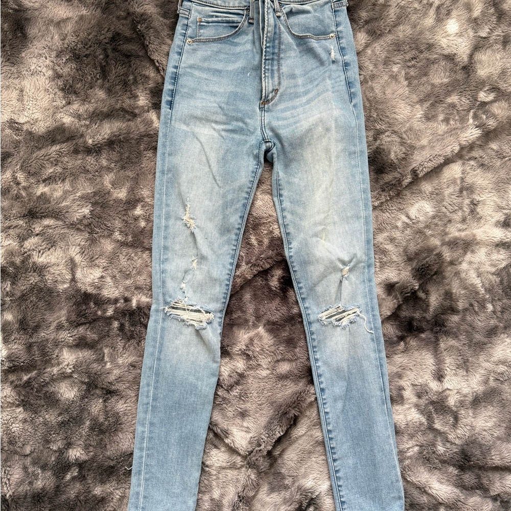 Abercrombie & Fitch Light Blue Ripped Skinny Jeans